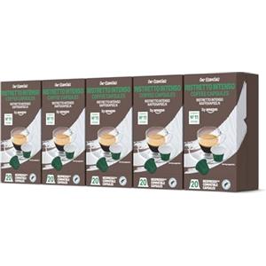 by Amazon Ristretto Intenso Capsule di Caffè Compatibili Nespresso, 100 Capsule (5 Confezioni x 20) - Certificato Rainforest Alliance