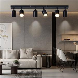 Dehobo Faretti LED Soffitto GU10 Orientabili Nero, Faretto Interno 6 Luci | Faretti da Soffitto Moderno, Lampadario Faretto da Parete per Camera da Letto Cucina Soggiorno, Senza Lampadina