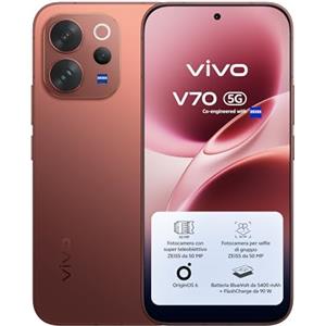 vivo V70 5G Smartphone 8GB RAM + 256GB, Fotocamera ZEISS 50MP con Super Teleobiettivo, Video 4K, Display OLED 6,59" 1.5K, Batteria 5400mAh, Sblocco Impronta Digitale 3D, IP68/IP69, Android 16,NFC