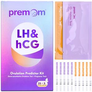 Premom Test di Ovulazione e Gravidanza, 25 LH + 5 hCG, Kit Test di Fertilità Femminile