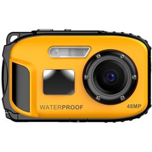 ZYWUOY Macchina fotografica subacquea, macchina fotografica impermeabile 4K 48MP | Fotocamera digitale a doppio schermo con messa a fuoco automatica con carta da 32 GB, 18X per fotocamere compatte con luce di