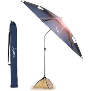 Sunphio Ombrellone da Spiaggia 220 cm Antivento Resistente, Ombrello Mare Portatile Grande, Ombrelloni da Spiaggia Alluminio, Anti UV 50, Parasole Viaggio Telescopico, Robusto e Compatto