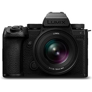 Panasonic LUMIX DC-S5M2XCE Spiegellose Vollformatkamera mit S 50mm F1.8 Objektiv, 4K 60p & 6K 30p unbegrenzte Aufnahme, Flip Screen, WLAN, Hybrid-Phasen-AF, Active is, DMW-BLK22 Akku, Schwarz