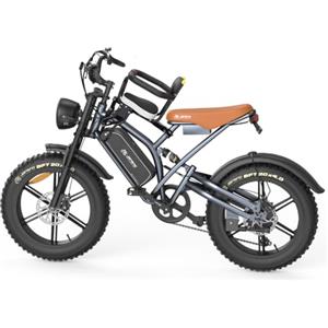 JANSNO Bicicletta Elettrica 20 x 4.0 Fat Tire, 7 Velocità Bici Elettrica, Freni a Disco Meccanici Anteriori e Posteriori, E-Bike per Adulti, Batteria Rimovibile 48V 17Ah