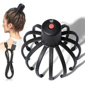 PORFOYO Massaggiatore elettrico a 3 modalità, massaggiatore per cuoio capelluto e massaggio per capelli, massaggiatore a testa a 360°, ricaricabile senza fili, portatile per alleviare lo stress e rilassamento