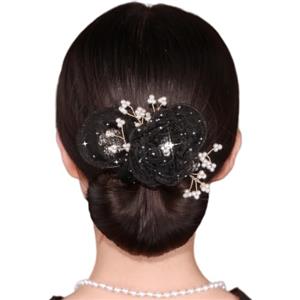 Comebachome Creatore per chignon, Strumento per capelli a forma di fiore francese con decorazioni di perle, Creatore flessibile per chignon con bigodino pigro per donne e ragazze, Decorazione