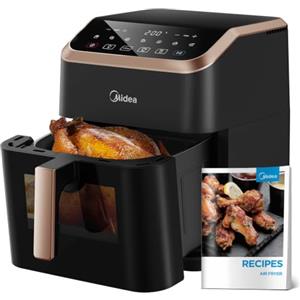 Midea Friggitrice ad Aria 1800W, 7L, Antiaderente | Tecnologia HeatXpress, 7 Programmi Preimpostati, 90% Meno Olio, Finestra Easy-View, Lavastoviglie, Nero