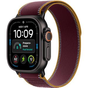 Apple Watch Ultra 4 GPS + Cellular 49 mm - Cassa in titanio nero con Trail Loop borgogna - M-L