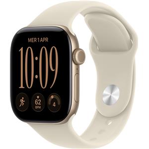 Apple Watch Series 12 GPS 42 mm Smartwatch - Cassa in alluminio color oro chiaro con cinturino Sport sabbia - S-M