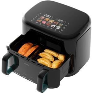 Cecotec Friggitrice ad Aria, Air Fryer 11L Cecofry&Grill Smokin'Prime 11000 | 2800W, Parete Divisoria Mobile, 4 Resistenze, Sapore Autentico di Griglia, Doppia Temperatura e Piatti Sani. Qualità Premium!