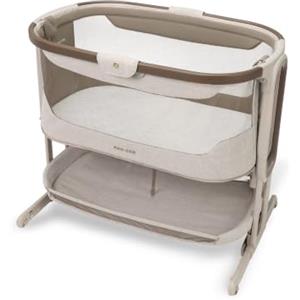 Maxi-Cosi Iora Select Culla Co-sleeping, 0-6 Mesi (9 kg), Culla Fianco Letto a Dondolo Pieghevole, Materasso CloudCore 3 cm, 5 Altezze Regolabili, 4 Ruote, Funzione Easy Slide, Elegance Truffle