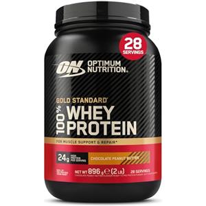 Optimum Nutrition Gold Standard 100% Whey Proteine in polvere per lo Sviluppo e il Recupero Muscolare con Glutammina e Aminoacidi BCAA Naturali, Gusto Cioccolato e Burro d'Arachidi, 28 Dosi, 896 g