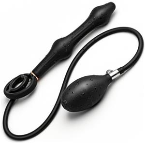 Future of your pleasure Sensual Fops Plug Anale Gonfiabile con 2 Sfere e Doppio Anello - Dilatatore Anale Regolabile 17cm - Diametro Fino a 7cm - Pompa con Valvola di Scarico - Silicone di Alta Qualità - Nero - Accessorio A148