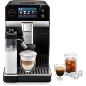 De'Longhi Eletta Ultra - Macchina Caffè Automatica 40+ Bevande Silent Tech | Macchina Caffè, Montalatte Automatico LatteCrema Hot, Bevande Calde e Fredde, Display a Colori, Nero ECAM472.50.B
