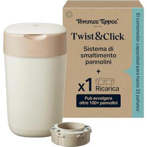 Tommee Tippee Mangiapannolini Twist & Click, + 1 Ricarica da 10,5 m, Crema