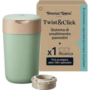 Tommee Tippee Mangiapannolini Twist & Click, + 1 Ricarica da 10,5 m, Verde