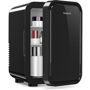 YASHE Mini frigo da 6 litri/8 lattine 220-240 V AC/DC, refrigeratore termoelettrico portatile, frigorifero per camera da letto, cura della pelle, bevande, ufficio, dormitorio e auto, nero