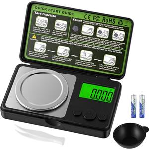 Alaoo Bilancia di Precisione, 50g/0.001g con Display LCD e 7 unità, A | Digital Mini Bilancia Tascabile Gram, Funzione di Calibrazione e Tara, Adatto per Cucine, Gioielli, Polveri e Bigiotteria
