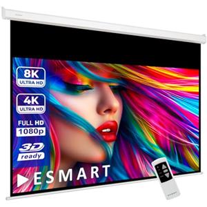 ESMART Professional MIMOTO schermo motorizzato L totale 360 cm, telo bianco | Area di proiezione 323 × 202 cm, formato 16:10, telo bianco per home cinema e presentazioni, telecomando incluso