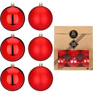 Holly & Jolly - Palline di Natale Festive Red, 6 pezzi | Palline di Natale in plastica, ca. 8 cm, decorazioni per l'albero di Natale in rosso, opache e lucide, decorazioni