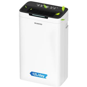 ELECCI Deumidificatore da 12 l/giorno per la casa con display digitale di umidità, modalità sonno, asciugatura del bucato, ecologico, timer 24 ore, capacità serbatoio 1,4 l, ruote universali