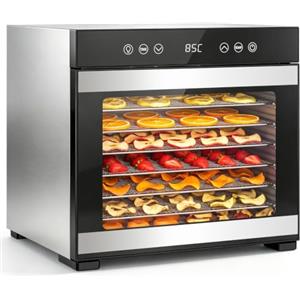 TRIUMPHKEY Essiccatore Alimentare 8 Vassoi in Acciaio Inox, 650 W, 35-85 °C, Timer 48 h, Display Touch e Luce Interna per Frutta, Verdura, Carne, Erbe e Snack per Animali