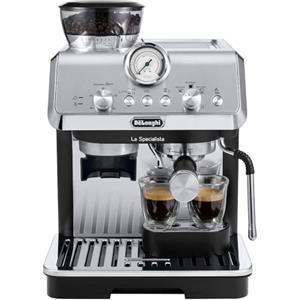 De'Longhi De?Longhi Dedica Arte La Specialista Arte - Macchina per Caff? in chicchi Manuale, Montalatte manuale, 1400W, Metal Black (EC9155.MB)