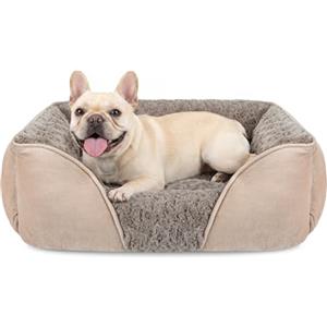 JOEJOY Cuccia Cane Interno Piccola, Cuccia per Cani Lavabile, 51x48x15cm | Cuccia Cane Anti-Ansia & di Sostegno, Antiscivolo & Lavabile, Peluche, Velluto Rosa & Camoscio Traspirante