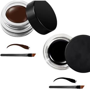 JAWUZ 2 Pezzi Gel Eyeliner, Eyeliner in a Lunga Durata Impermeabile, Pigmenti Ad Alta Intensità Trucco Per Prova Di Sbavature,waterproof Con Pennelli E , Marrone, Crema, Nero