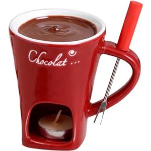 Generico Tazze per Fonduta Di Cioccolato 130 Ml | Tazze in Ceramica per Sciogliere Il Formaggio | Tazzas per Fondutas Di Cioccolato Con Forchetta | Tazzes per Burro Portatile | per Appuntamenti, Compleanni
