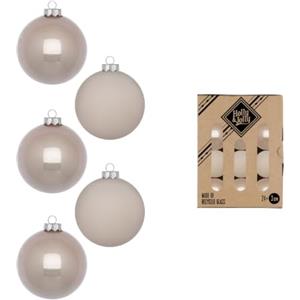 Holly & Jolly - Palline di Natale Fine Alabaster, 24 pezzi | Palline di Natale in vetro, circa 3 cm, decorazioni per l'albero di Natale nei toni del crema, opache e lucide, decorazioni