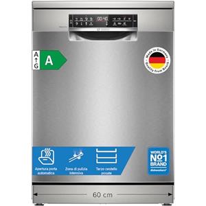 Bosch SMS8ECI02E Serie 8 Lavastoviglie smart 14 coperti Acciaio | Lavastoviglie da libera installazione, Smart, Apertura della porta a fine ciclo, Zona pulizia intensiva, Made in Germany