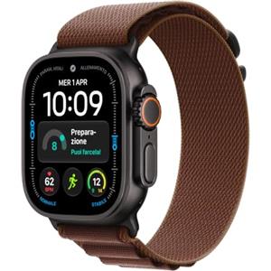 Apple Watch Ultra 4 GPS + Cellular 49 mm | Cassa in titanio nero con Alpine Loop borgogna - L
