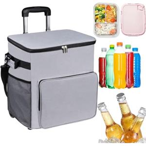 Cypsnaon Borsa Frigo con Ruote Borsa Termica Morbida | Carrello Portatile Impermeabile con Manico 35L per Giardino Spiaggia Shopping Campeggio