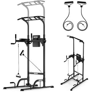 ZIPRO Stazione Trazioni Uplift Dip Piegamenti Regolabile 6 Altezze Expander | Sbarra fino a 150kg, lunghezza presa 1000mm, maniglie imbottite e appoggi gomiti, montaggio senza forare