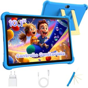 ALLDOCUBE Tablet Bambini 10'', iWaWa Protezione Bambini, Android 15, Blu | 7GB RAM+64GB ROM (512GB TF), 5500mAh, Chiamate 4G, GPS, Cover Protettiva Anticaduta, iPlay 70 SE