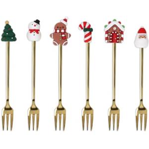 Tognana Jungle Bites, set 6 forchettine dolce, acciaio inox, oro