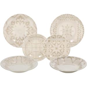Tognana Dahlia Ivory, servizio piatti 18 pezzi per 6 persone, gres, beige
