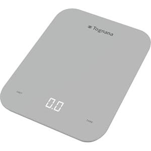 Tognana Iridea, Bilancia da cucina con display LCD e tasti touch, vetro temperato-Plastica, grigio perla