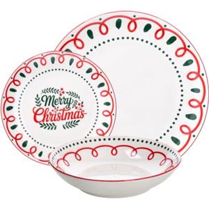 Tognana Holly Bloom, servizio piatti 18 pezzi per 6 persone, porcellana, rosso