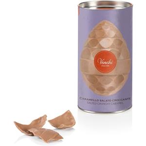 Venchi - Uovo di Cioccolato,150 Gr, Gusto Caramello e Toffee Salato con Granella Croccante, Senza Glutine, con Sorpresa, Collezione Pasqua Venchi, Idea Regalo