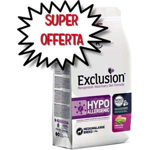 EXCLUSION DIET CANE HYPOALLERGENIC ADULT MEDIUM LARGE MAIALE E PISELLI 12 KG