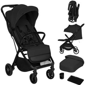 Lionelo Cloe Plus Passeggino Compatto fino a 22 kg, Pieghevole e Leggero | Ruote Grandi in PU Ammortizzate, Seduta Ampia, Cappottina UPF50+, Ventilazione, Coprigambe, Zanzariera e Portabicchiere