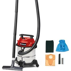 Einhell Aspiratore per liquidi e solidi TC-VC 1812/1 S | 1250 W | 180 mbar | serb. 12 L | 4 ruote piroettanti | con bocchetta per fessure e bocchetta combinata | Filtro in schiuma