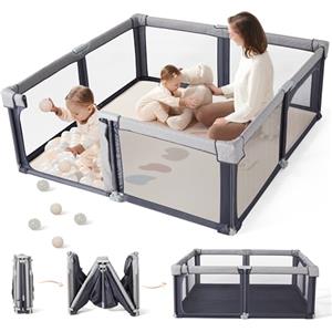 Sweeby Box per bambini, recinto pieghevole, extra large, per interni ed esterni, box sicuro per neonati e bambini (grigio siderale, 200 x 180 cm)