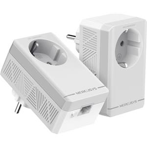 MERCUSYS MP300P KIT Powerline AV600Mbps Presa Passante HomePlug AV2 | Per Portare la Rete in Stanze Lontane e Oltre Muri Spessi, Usa l'Impianto Elettrico Senza Perdere la Presa, HomePlug AV2