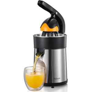 Yabano Spremiagrumi Elettrico a Leva 85W per Arance in Acciaio Inox | 2 Coni Intercambiabili, Beccuccio Salvagoccia con Blocco, Flusso Diretto nel Bicchiere, Componenti Smontabili
