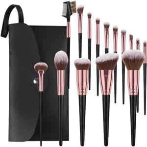 Vicloon Set Pennelli Make up da 18 pezzi,15 Pezzi Professionale Pennelli Make Up Pennelli con Ombretto Palpebra Eyeliner Mascara Sopracciglia Makeup Occhi con 2 Piumino per Cipria e Borsa Portaoggetti