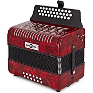 Gear4music Fisarmonica Bottoni 12 Bassi Diatonica con Custodia Rigida Professionale Principianti Adulti