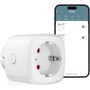 HBN Presa intelligente Wi-Fi con misurazione del consumo, presa Smart Home WiFi con app, presa intelligente 10 A, compatibile con Alexa & Google Home, 1 pezzo